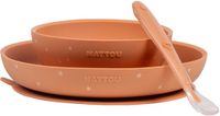 Nattou SILICONE Serviesset Voor Kinderen Silicone 3 Stuks - Terracotta Patroon
