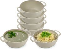 Plasticforte bols de soupe avec poignées - 10x - Campinglife - plastique - D11 x H5 cm - 370 ml - beige - empilable - incassable