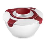 Westmark Slakom met handvatten en dressingbakje; inhoud: 6,5 l, kunststof, Praktika, doorzichtig/wit/rood, 2422227R