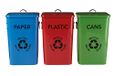 Premier Housewares Kunststof, papier en blikjes Recycle Logo Bins - Meerkleurig, Set van 3