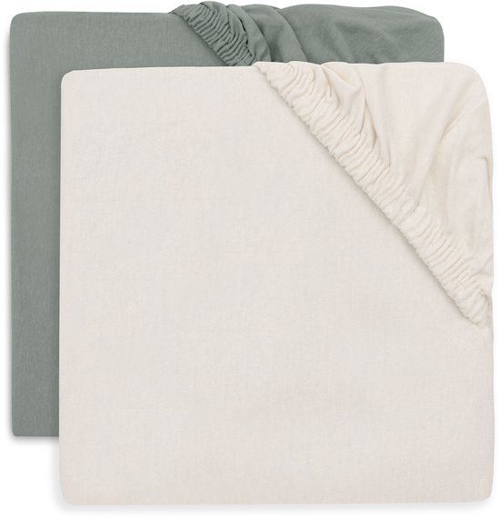 Jollein Hoeslaken Ledikant - 70/75x140/150cm - Jersey - Sea Green/Ivory