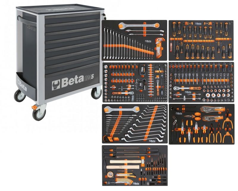Beta BW 2400S G8/E-L Gereedschapswagen met 8 laden, gevuld met gereedschap | 398 Delig