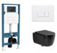 QeramiQ Dely Swirl Toiletset - inbouwreservoir Qeramiq Flush - slim zitting - kunststof glans witte bedieningsplaat - rechthoekige knoppen - mat zwart