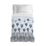 PENSIERI DELICATI Sprei 220 x 280 cm, 100% piqué-katoen, motief vliegen lichtblauw
