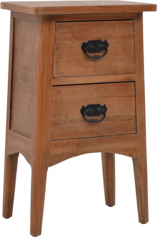 vidaXL Nachtkastje 40x29x68 cm massief vurenhout bruin