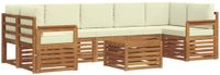 vidaXL - Bank loungeset - 7 zitplekken - Natuurlijk en crème - Massief acacia hout