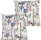 Anna's Collection Coussin d'extérieur Fleur - 2x - Blanc/Violet - 60 x 60 cm