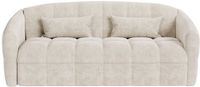 Vente-unique Driezitsslaapbank van beige fluweelstof - Bed 140 cm - Matras 13 cm RETUNA II