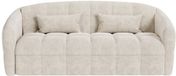 Vente-unique Driezitsslaapbank van beige fluweelstof - Bed 140 cm - Matras 13 cm RETUNA II