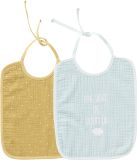 Vertbaudet Set met 3 slabbetjes baby blauw/geel