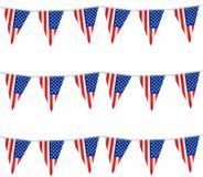 Merkloos / Sans marque Partyxplosion B.V. Vlaggenlijn USA/Amerika - Set van 6x stuks - 10 meter - plastic