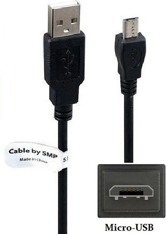 OneOne 2,5m Micro USB kabel - Zwart - Extra sterke laadkabel