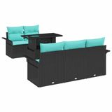 vidaXL Tuin Sofa Set 6 st Zwart Poly Rattan