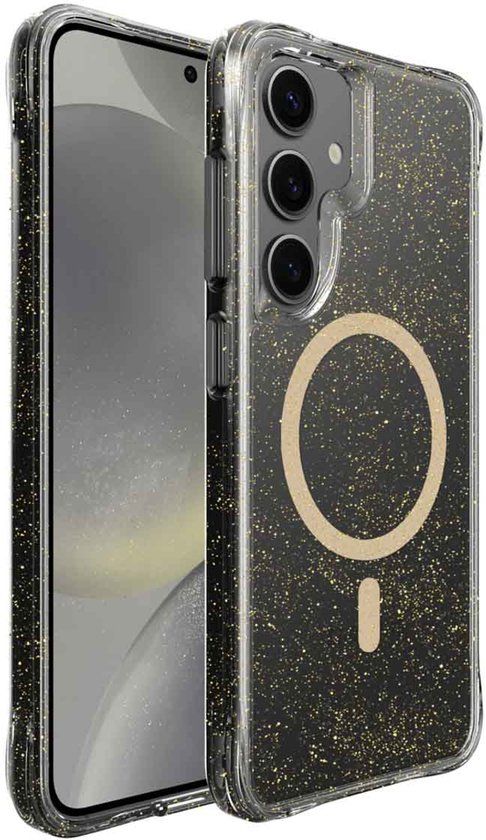 imoshion Hoesje - Geschikt voor Samsung Galaxy S24 - Glitter Backcover met Magnetische Ring 2.0 - Goud