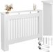 Tectake Habillage de radiateur - Couvercle de radiateur - Panneau de radiateur - Boîtier de radiateur - Habillage de chauffage - Design à lamelles, avec étagère - 112x19x82cm - blanc