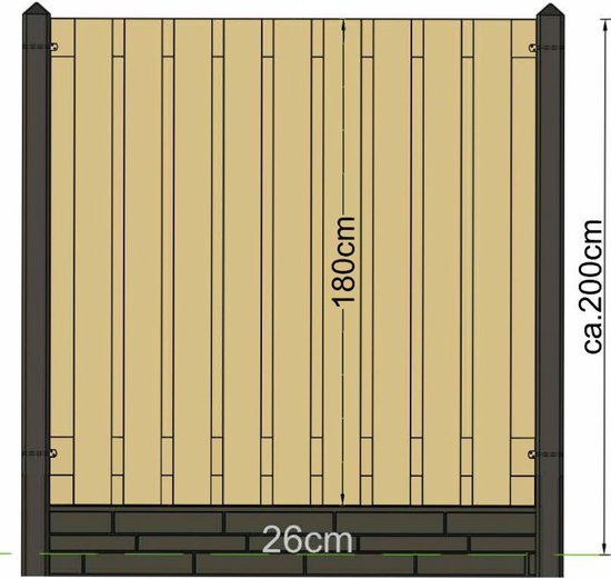 Merkloos Tuindeco Berton paal Amstel wit/grijs hoekmodel 280 cm
