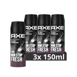 Axe Deospray Black Night zonder aluminiumzouten, 150 ml, 3-pack