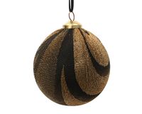 Decoris Kaemingk Kerstbal Zwartbruin 8 cm Kunststof en Stof