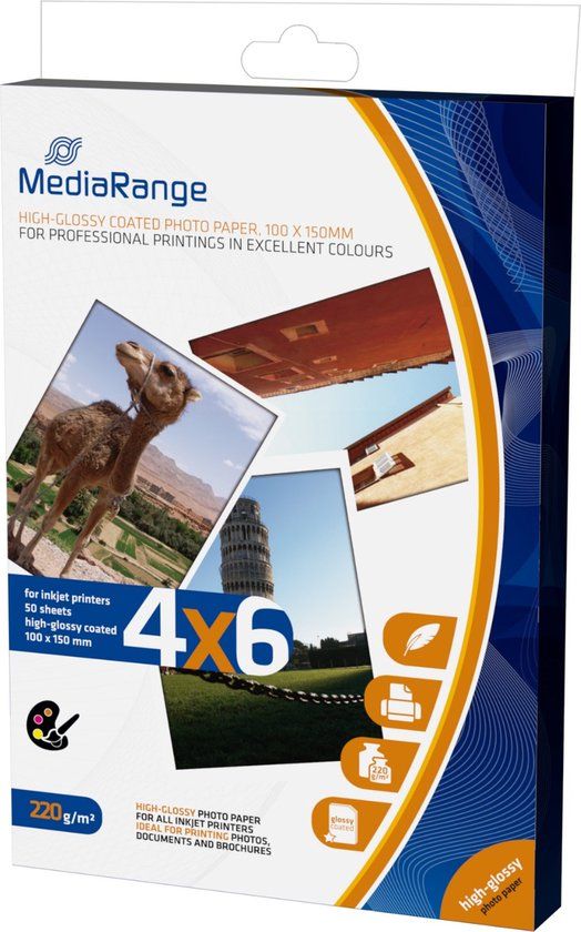 MediaRange Fotopapier - 10x15cm - 220g/m² - 50 vellen - Hoogglans