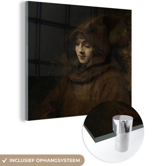 MuchoWow® Glass Painting 90x90 cm - Acrylic Glass Painting - Titus in a Habit - Painting by Rembrandt van Rijn - Photo on Glass - Paintings