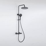Fortifura Calvi opbouw regendoucheset – Ø30 cm hoofddouche – 1-stands ronde handdouche – gladde knoppen – zwart mat