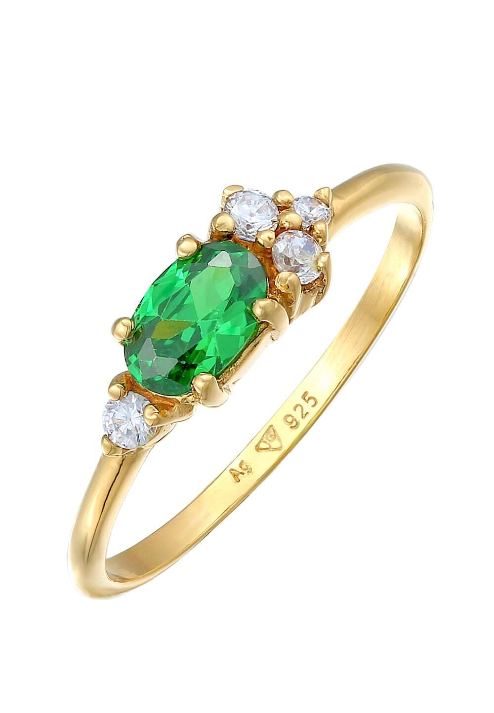 Elli Elli Elli Ring Dames Verlovingsring Extravagant Groen met Zirkonia Kristallen in 925 Sterling Zilver Ringen