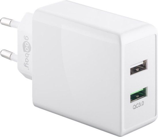 Goobay USB thuislader met 2 poorten - Quick Charge 3.0 - Wit