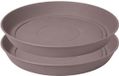 EDA Romeo bloempot onderschaal - 2x - kunststof - taupe - D21 x H3 cm