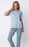 Pastunette - Pyjama - Stone Blue - Katoen - Blauw/Wit - Maat 46