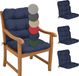 Beautissu Flair NL – Set van 4 Tuinkussen Lage Rug 100x50x8 cm Donker Blauw
