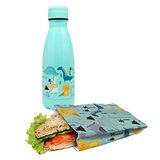 Nerthus FIH 1030 roestvrij stalen dubbelwandige fles set sandwichtas kinderen dinosaurussen school
