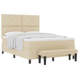 vidaXL Lit à ressorts avec tête de lit Crème 140 x 190 cm tissu