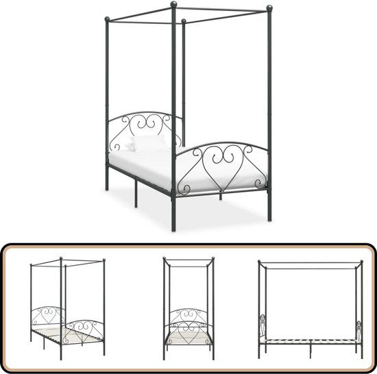 vidaXL Hemelbedframe Metaal Grijs 120x200 cm