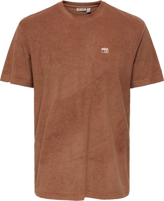 ONLY&SONS ONSTELLAS REG SS FROTTE TEE Heren T-shirt L Rustic Brown