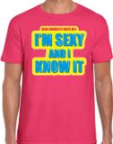 Bellatio Decorations Shoppartners Bv Foute party I m sexy and i know it verkleed/carnaval t-shirt roze heren L