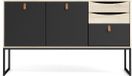 Tvilum Sady dressoir 2 deuren, 3 lades mat zwart, eiken decor.