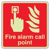 V Safety Fotoluminescente brandalarm oproeppunt - carré panneau de sécurité - 80 x 80 mm - vinyle auto-adhésif - double lueur