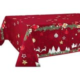 Le linge de Jules Tafelkleed, polyester, rood, rechthoekig 150 x 300 cm