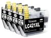Brother 4 cartouches d'encre noires LC421XL, compatibles avec Brother DCP-J1050DW