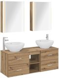 vidaXL Badkamermeubelset 5 st Artisanaal eiken Bewerkt hout en glas