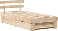 vidaXL Bedframe met hoofdeinde, naturel, 75 x 190 cm, massief grenenhout