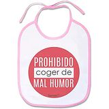 Supermolon 02345 - Prohibido Coger de Mal Humor babyslabbetje met veters, pastelroze, uniseks