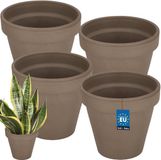 KOTARBAU® Pot en terre cuite Ø 15 cm - Pot de fleur en terre cuite avec trou de drainage 4 unités Pot de fleur - Céramique non vernissée - 13 cm de haut - Moka