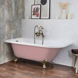 Hudson Reed Baignoire îlot demi-ronde Classique 168,5cm x 75cm - Camellia Pink (Rose), avec pieds de baignoire Or Brossé | Oxford