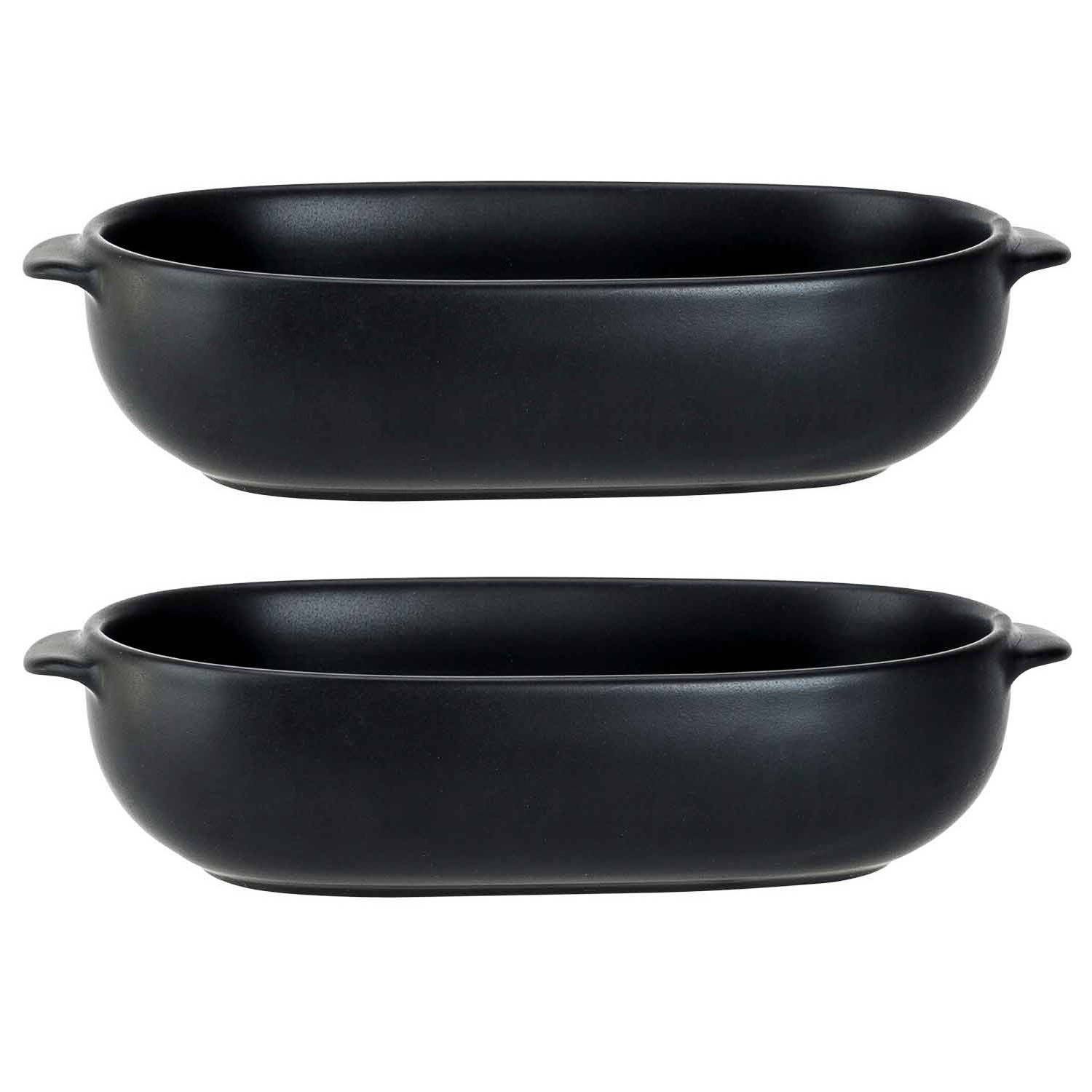 Cosy&Trendy 2x Zwarte ovenschalen 18,5 x 11,5 x 5 cm - Ovaal