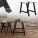 Pieds de table forme A, 70x72 cm, acier noir, set de 2