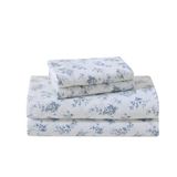 Laura Ashley Kingsize lakenset, katoenen flanellen beddengoed, geborsteld voor extra zachtheid en comfort, blauw, (Audrey Blue)