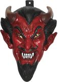 Funny Fashion Halloween - Duivel Wand/Muur Versiering Masker - 28 x 41 cm - Rood - Plastic