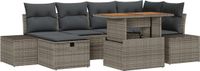 vidaXL Tuinbank - Set - 7 - st - Grijs - poly - rattan