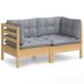vidaXL Banc de jardin 2 places avec coussins gris pin massif